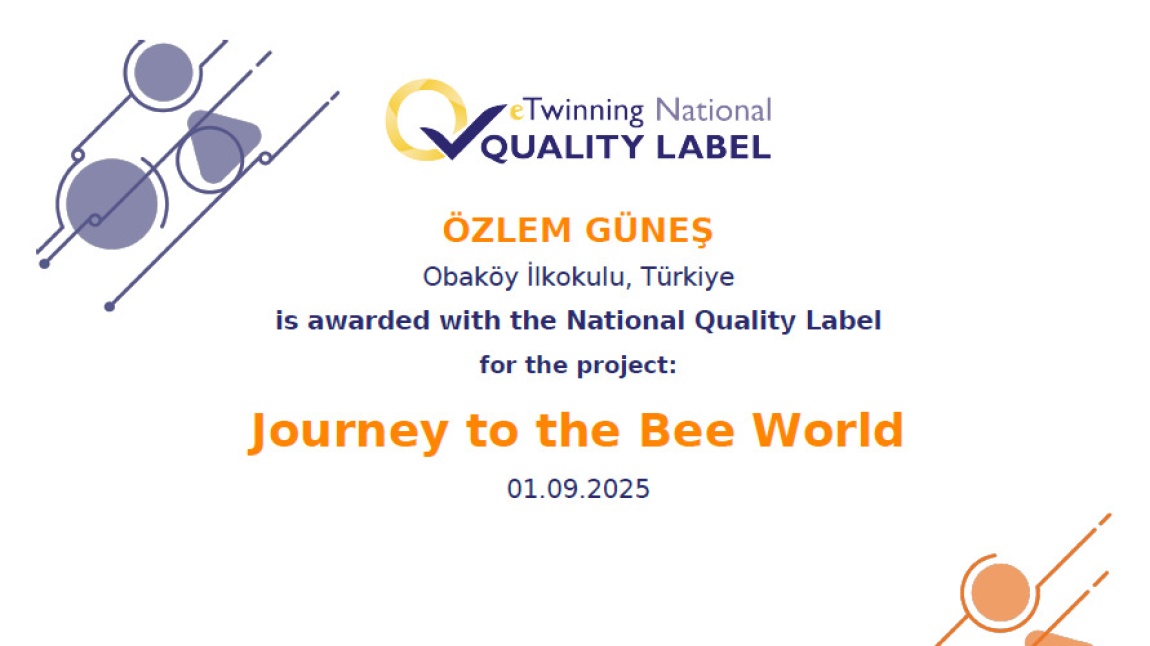 Etwinning Projemizde Kalite Etiketini aldık